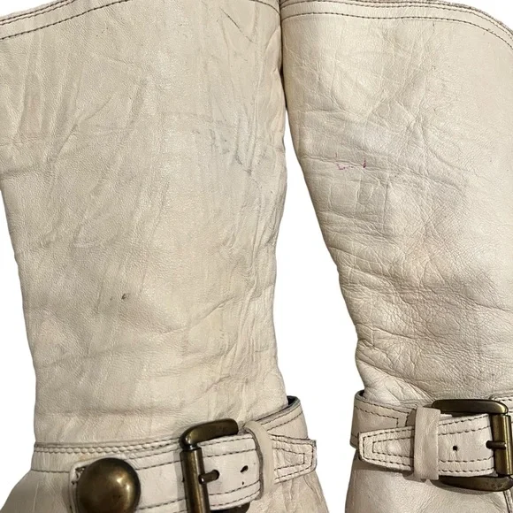 Manas Tall Fold-Down Faux Fur Lined Leather Boots, Sz 38 - Picture 11 of 16